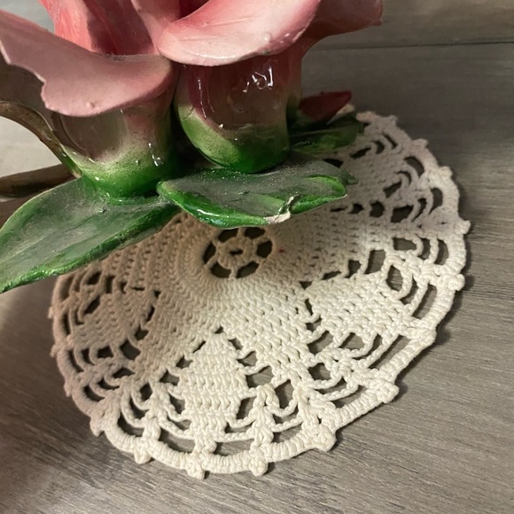 Vintage Capodimonte Large Floral Candle Holder with Handle - Picture 6 of 6